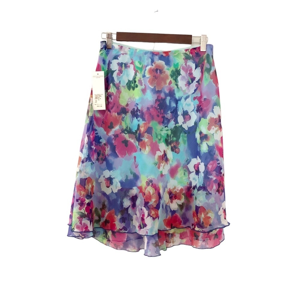 Notations Sheer Floral Slip Skirt Size Medium‎ Petite